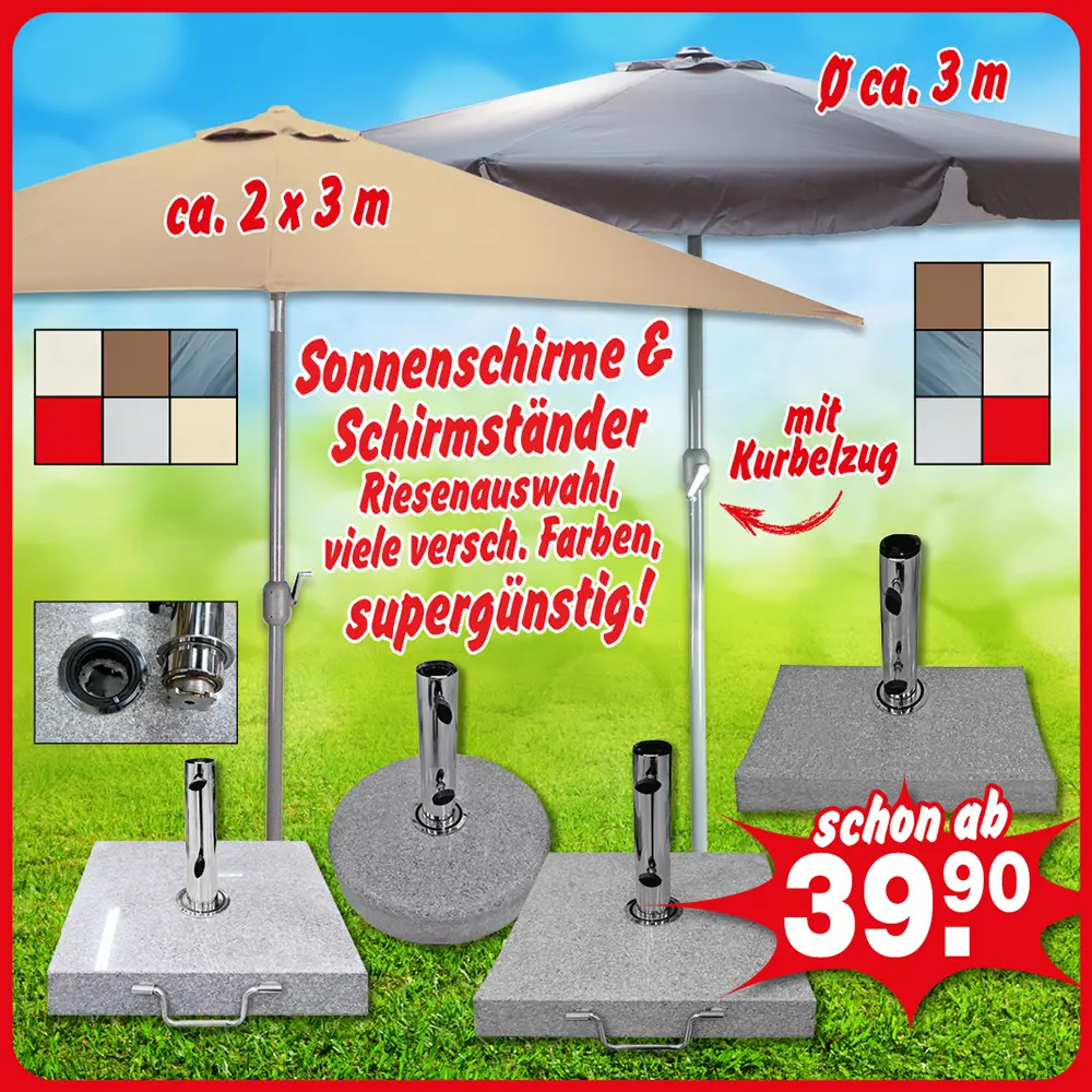 Sonnenschirme und Schirmständer