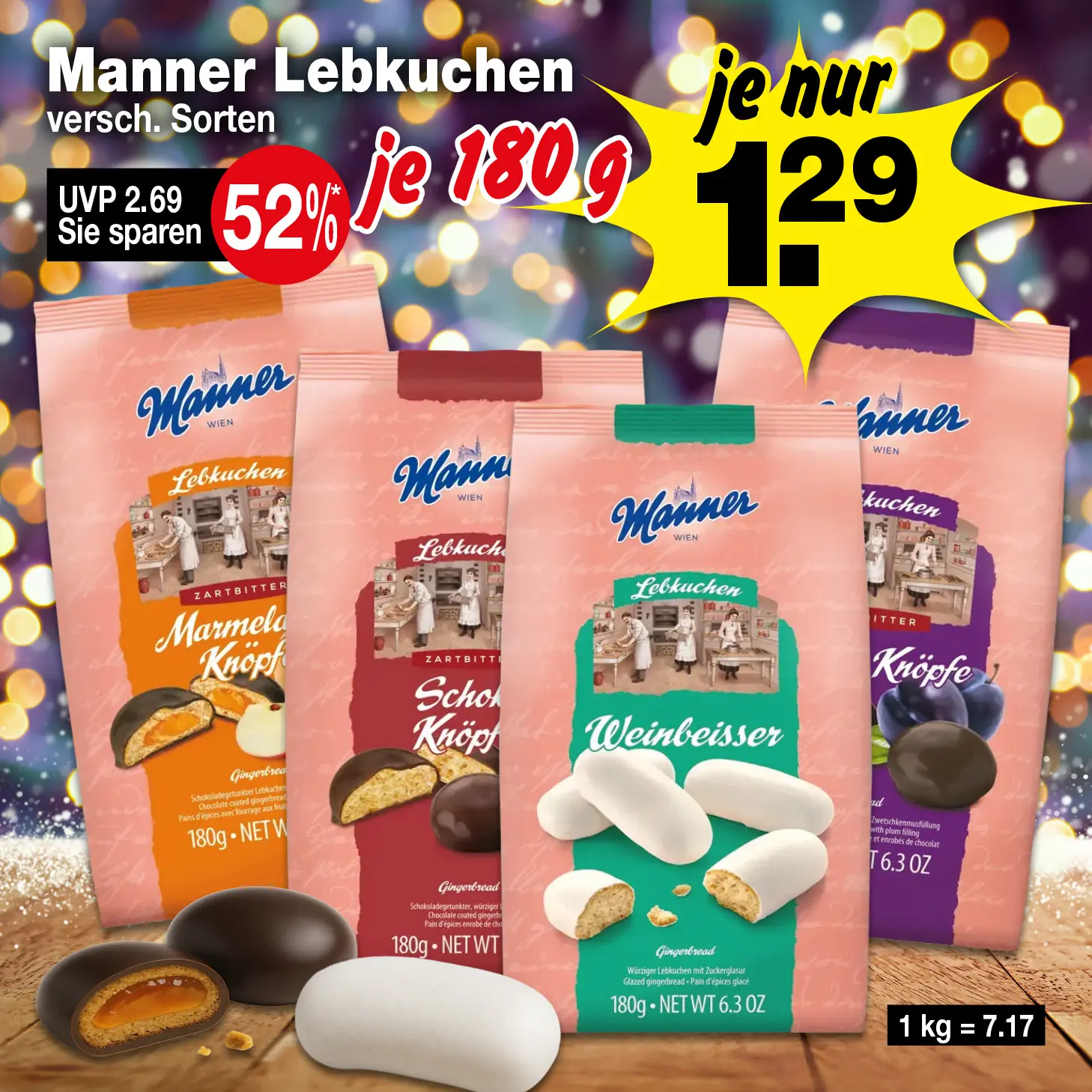 Manner Lebkuchen versch. Sorten 180g