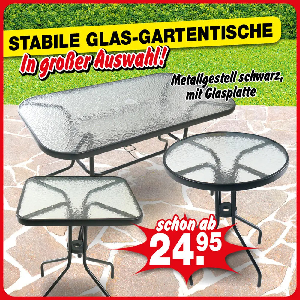 Glas Gartentische