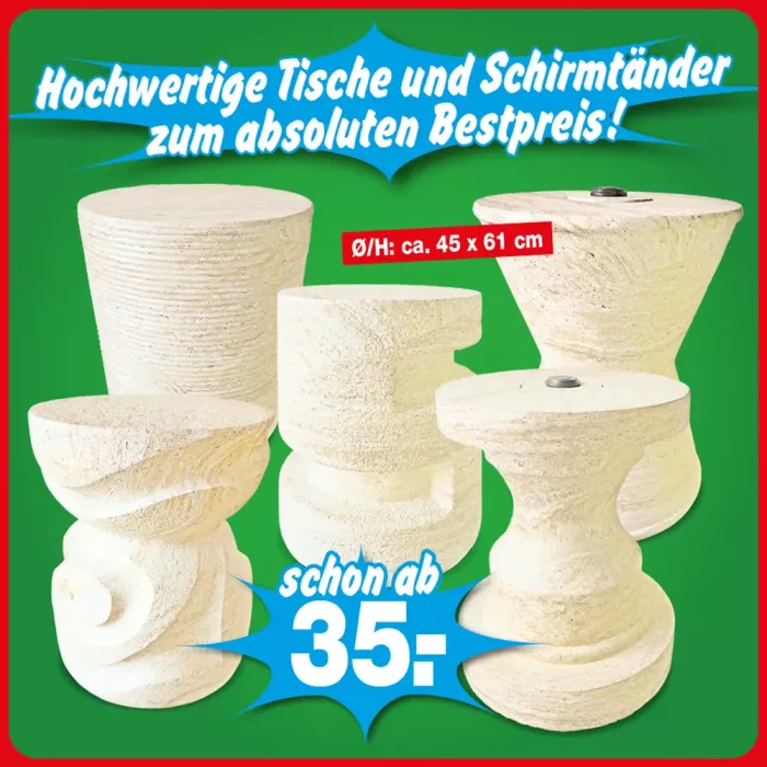 Tische und Schirmständer