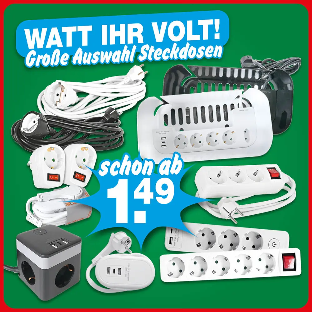 Steckdosen und Verlängerungskabel XXL Auswahl