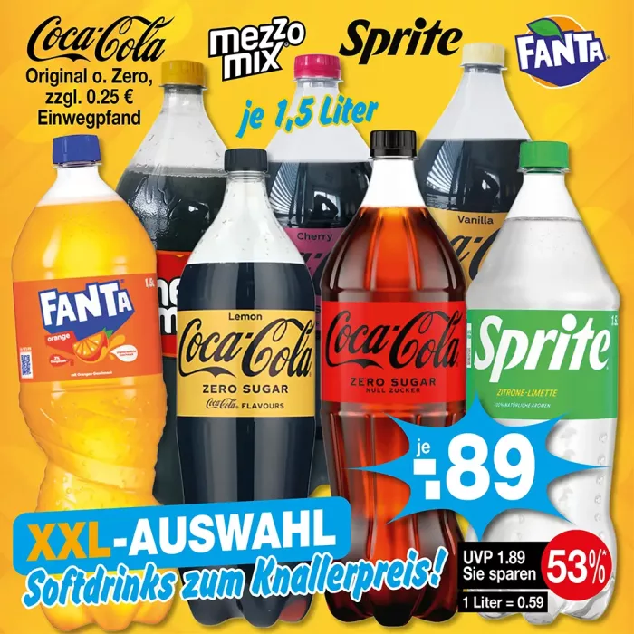 XXL Auswahl Softdrinks