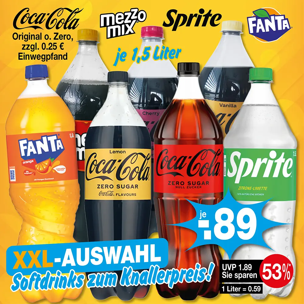 XXL Auswahl Softdrinks